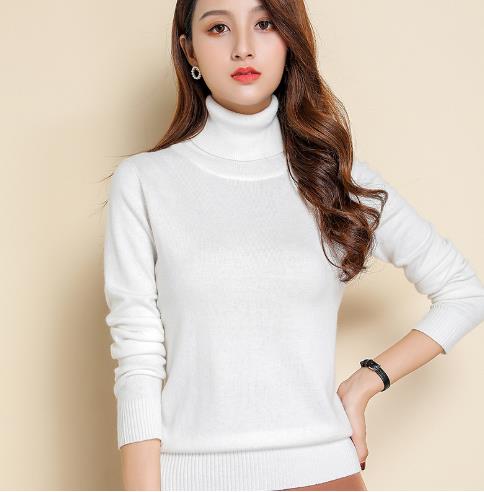 Sweater Turtleneck Sweater Autumn and Winter Pullover Long Sleeve Solid Color Loose Base Knitted Cardigan Women Korean Style