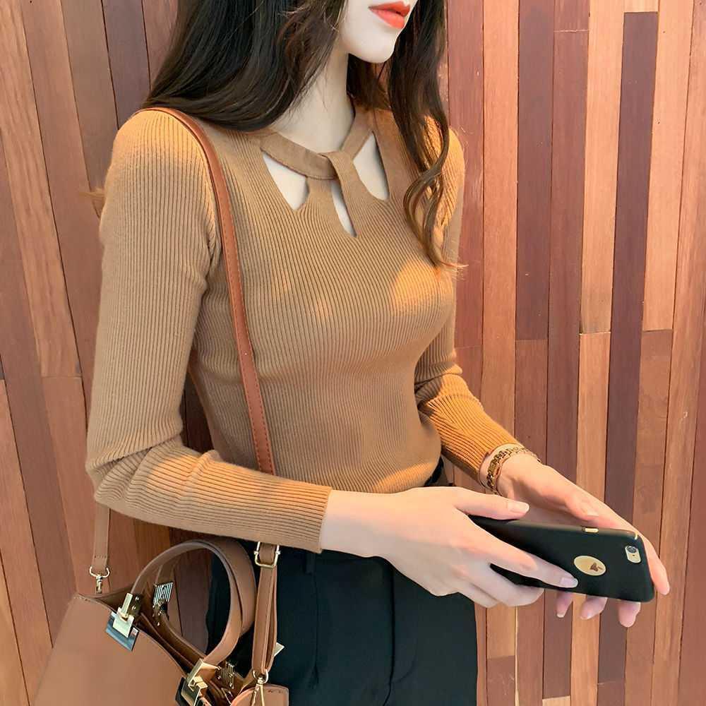 New autumn and winter Korean slim sexy pullover sweater slim base knit sweater for women, Korean slim sexy pullover sweater, slim base knit sweater for women