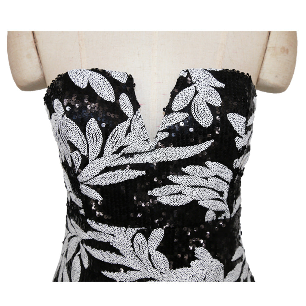 Vintage Embroidery Red Sequins Summer Dress Women Sleeveless Strapless Sundress Sexy Nightclub Mini Bodycon Party Dress 2019 Hot