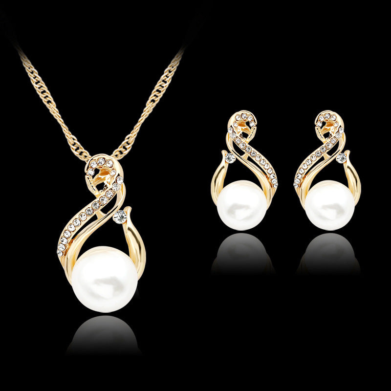necklace, pearl necklace, earring set, Japanese and Korean popular evening necklace, bride photography accessories