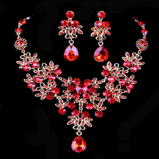 Bridal Jewelry butterfly Water Drop Necklace Earrings Set Wedding Jewelry wedding gauze accessories four-color 8628