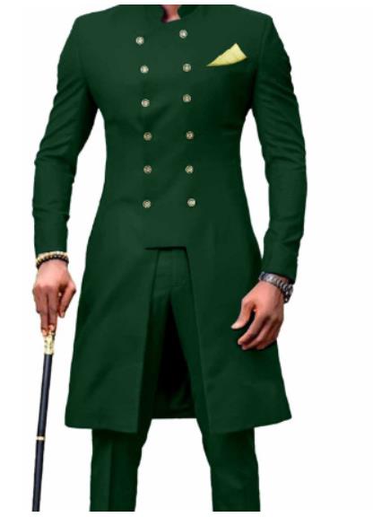 Two-piece Men's Casual Double-breasted Long Suit