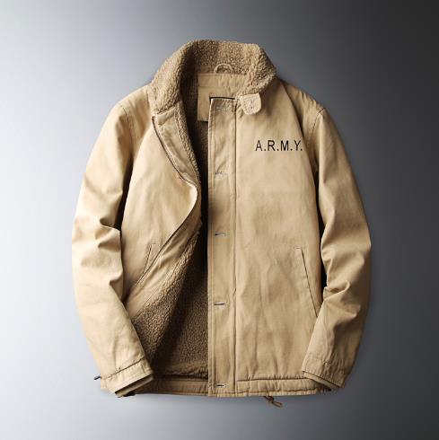 Men winter thickened lambskin coat, plush cotton coat, retro jacket