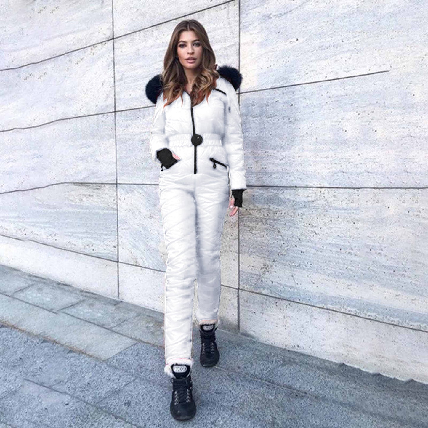 Fashion ladies ski outdoor sports zipper jumpsuit