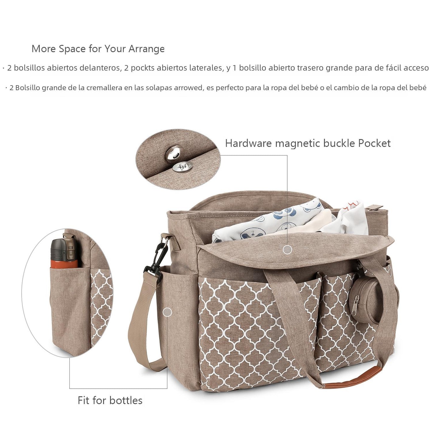 New portable single shoulder mummy bag printed geometric with pacifier package mother and baby travel outdoor mother bag