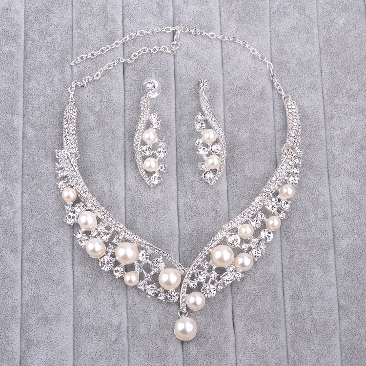 Multi color Korean pearls, Bridal Necklace, earrings set, wedding accessories to support spot mixed batch