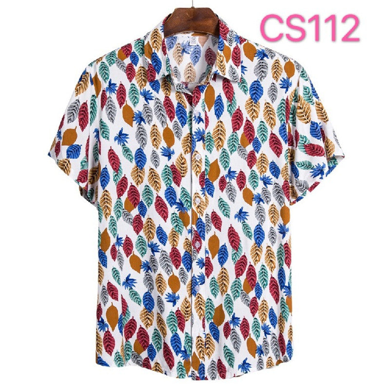 Printed Casual Short-sleeved Shirt Youth Fashion Floral Shirt