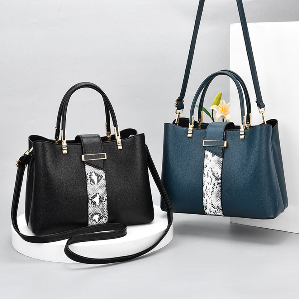 Luxury Snake Grain Leather Handbags Women Fashion Designer Large Capacity Tote Crossbody Shoulder Bag Female Top Handle Torebka