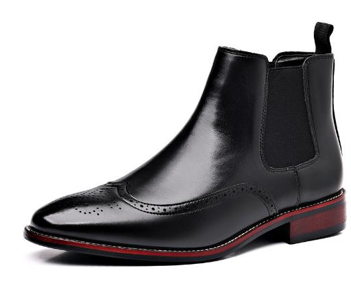 New Low Heel 38-48 Men's Side Zipper Solid Low Boots