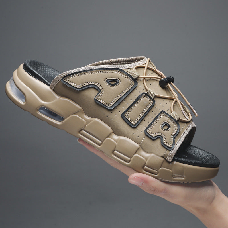 Summer new PU air cushion slippers slip-on men's shoes outdoor slip-on casual Korean style beach shoes cross-border plus size