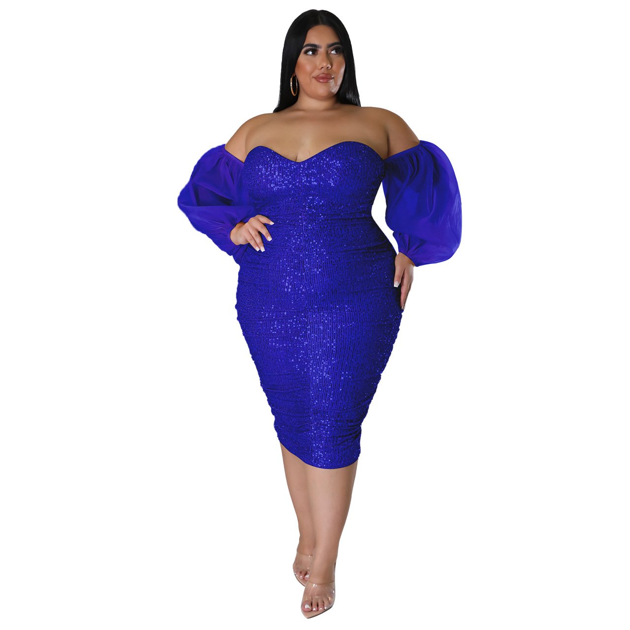 Tube Top Mesh Solid Color Evening Dress Tight