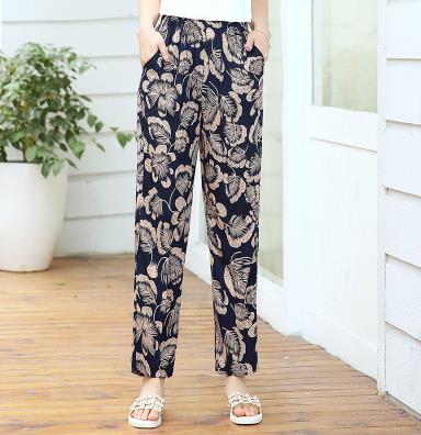 2020 summer new thin elastic waist middle-aged nine large size loose high waist mother casual pants female harem pants