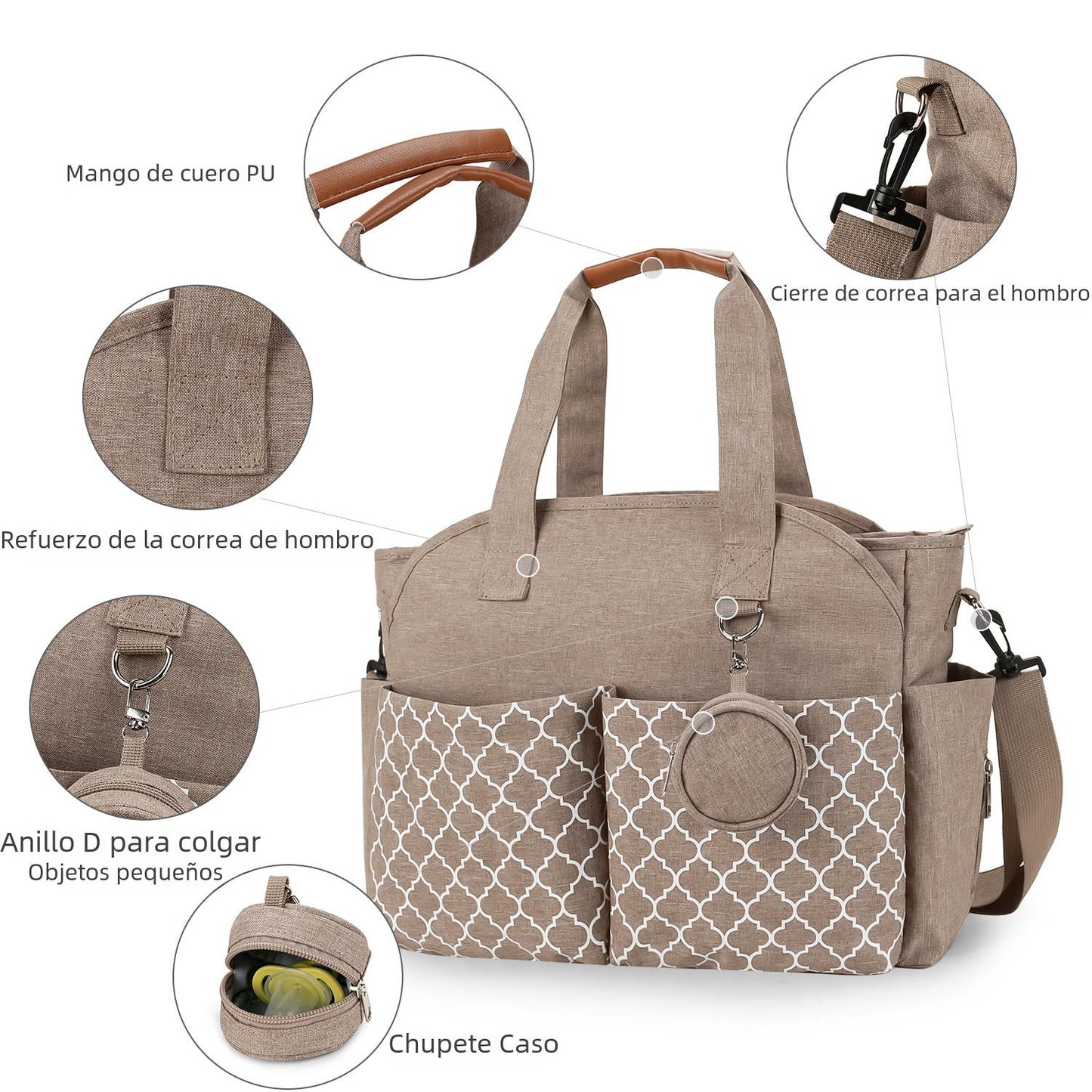 New portable single shoulder mummy bag printed geometric with pacifier package mother and baby travel outdoor mother bag