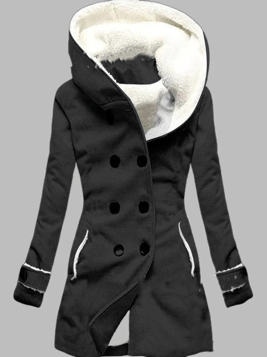 Women's windbreaker winter thickened 3D floral printed hooded coat