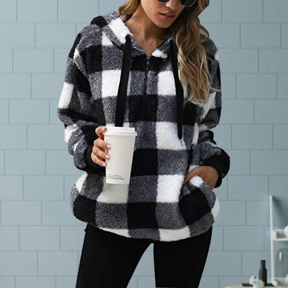 Ladies Sweatshirt Women Hoodie Warm Plush Pullover Sweatshirt Cozy Women's Hoodie with Long Sleeve Drawstring for Autumn/winter