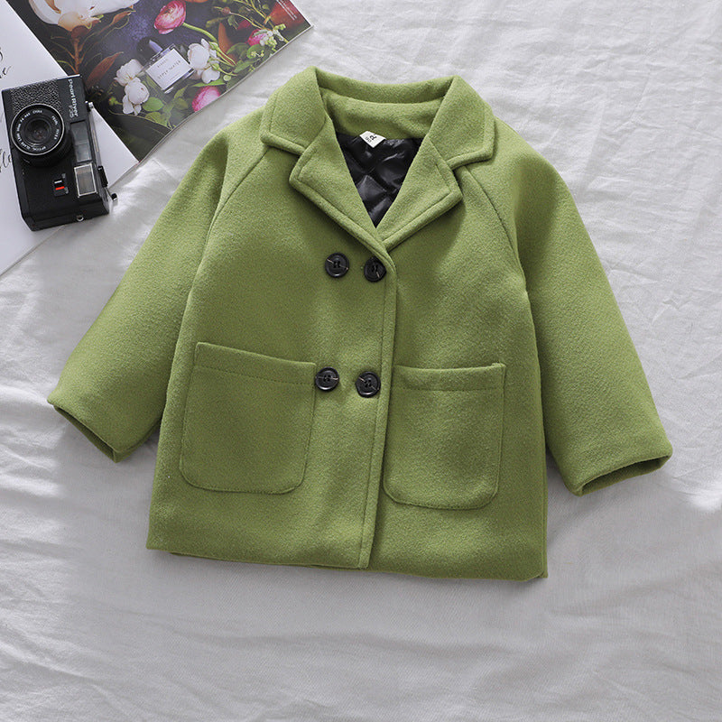 Autumn Winter Boys' Solid Plaid Coat
