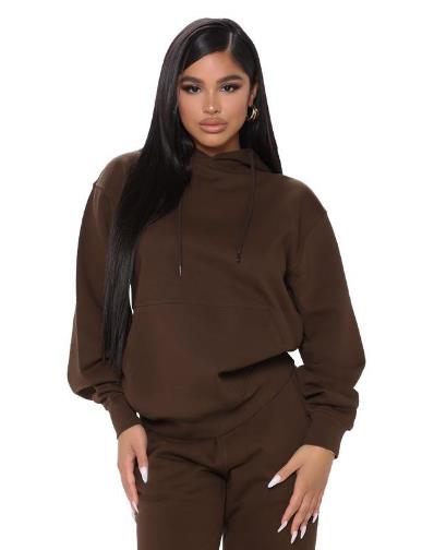 Loose And Casual Solid Color Hooded Long-sleeved Sweater Suit Plus Size