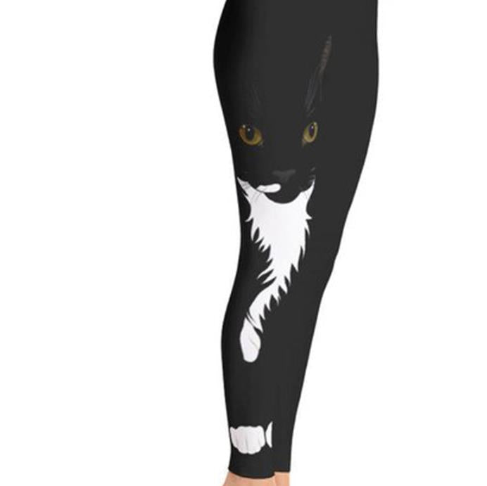 Black cat cropped pants