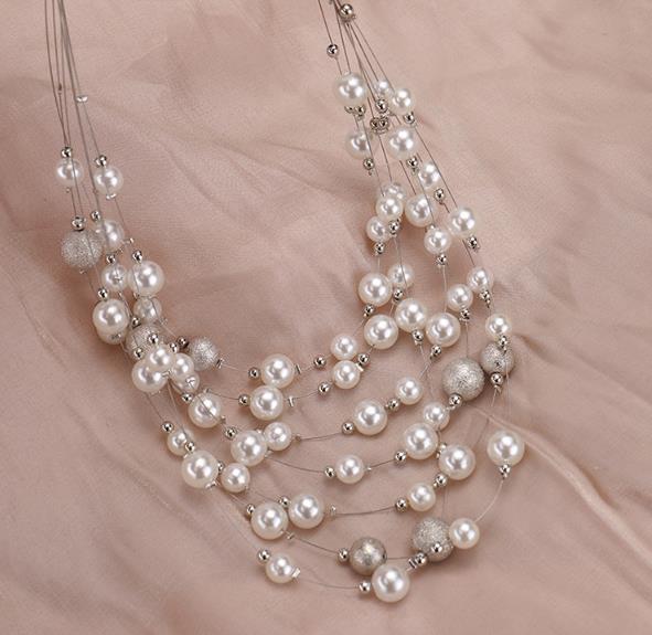 Multilayer pearl necklace pendant