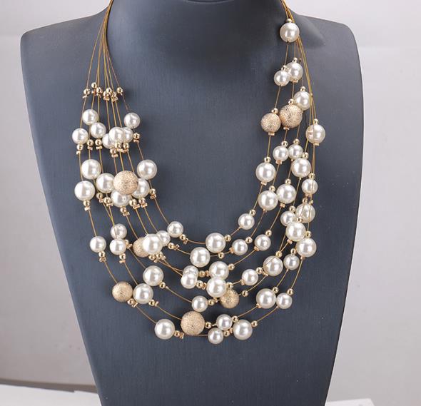 Multilayer pearl necklace pendant