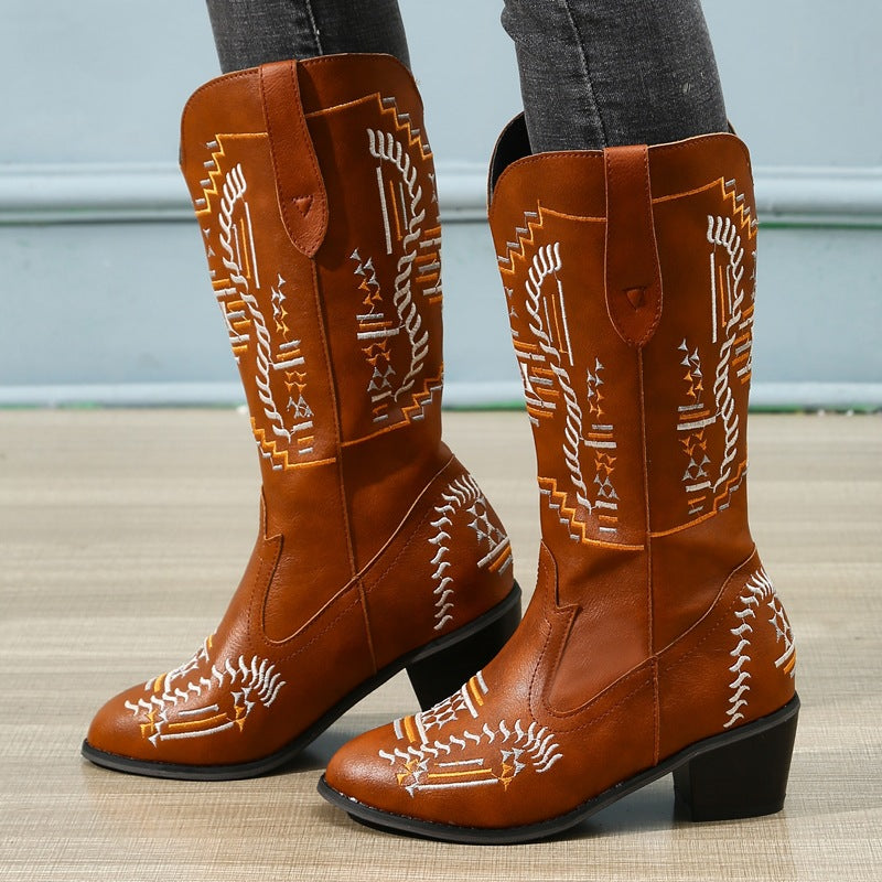 Autumn And Winter New Mid Tube Knight Boots