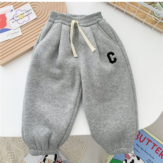 Children's casual thick pants, winter warm pants, polar cotton clothing, tight pants for children aged 2 to 8