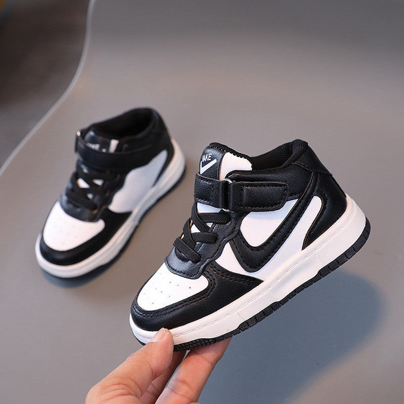 Children's high-top basketball shoes 2024 spring and autumn new boys and girls casual white shoes Korean children's shoes