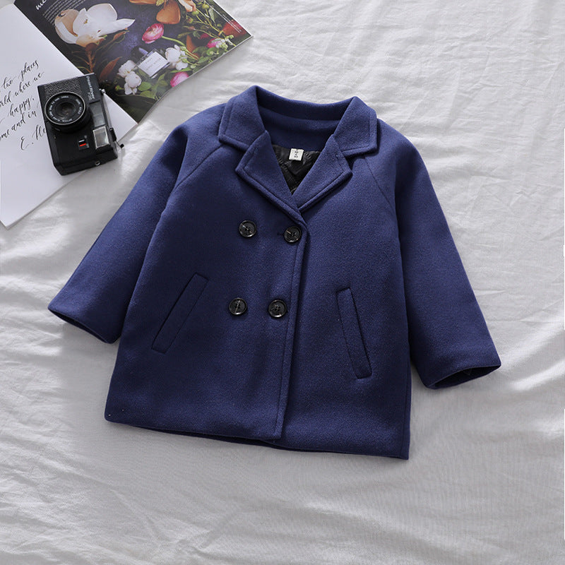 Autumn Winter Boys' Solid Plaid Coat