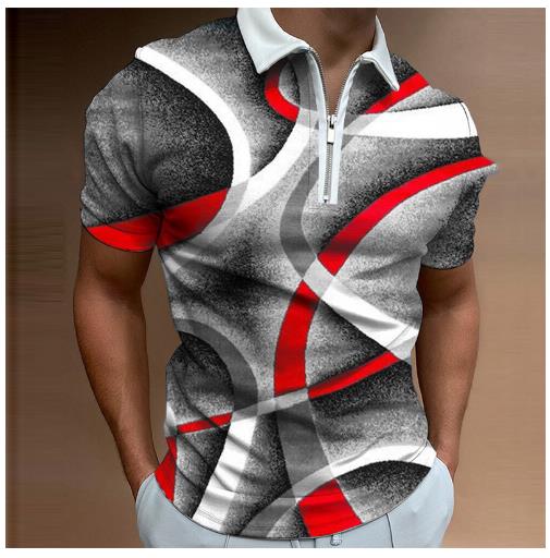 Cross-border ebay foreign trade popular summer lapel Polo shirt 3D digital printing casual men& T-shirt zipper men& clothing