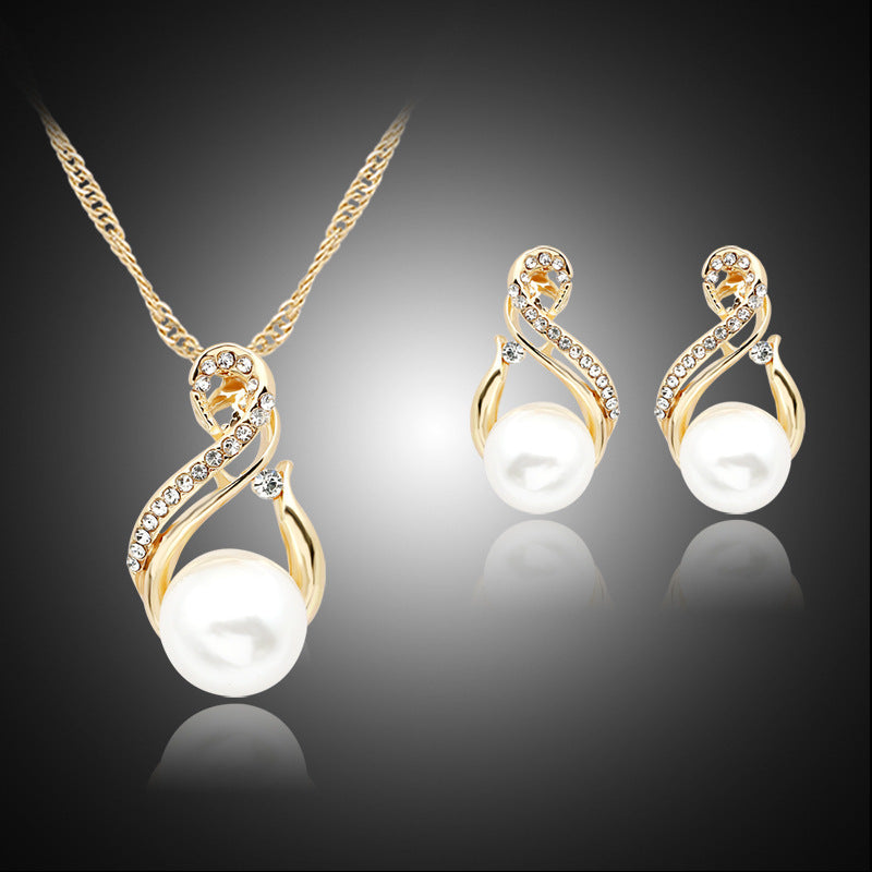 necklace, pearl necklace, earring set, Japanese and Korean popular evening necklace, bride photography accessories