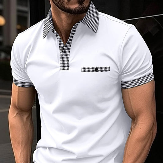Summer Men's Short-sleeved Polo Shirt Button Color Blocked Men's Sports Polo Shirt