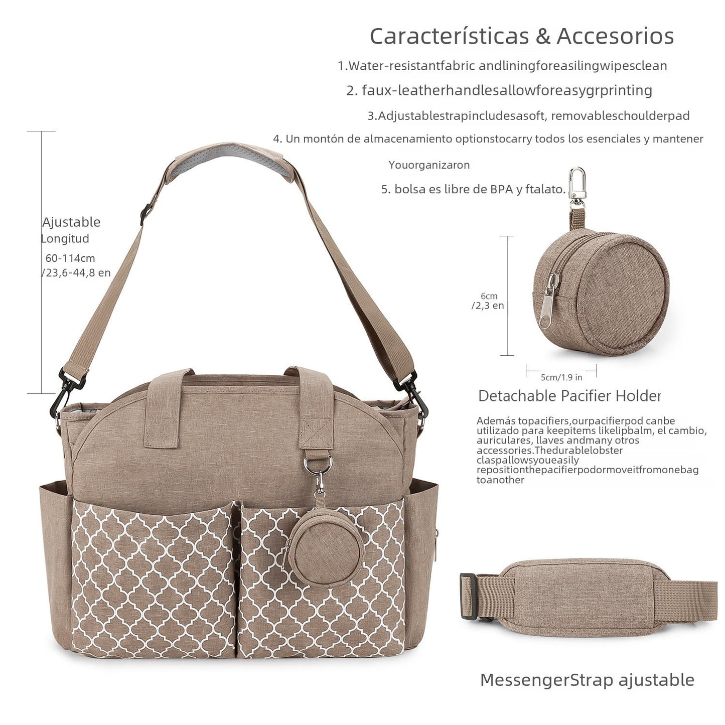 New portable single shoulder mummy bag printed geometric with pacifier package mother and baby travel outdoor mother bag