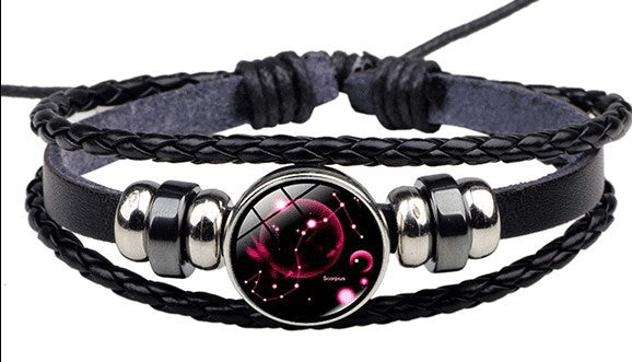 Twelve Constellations Bracelet for Men and Women Jewelry Handrope Chaozhou Nocturnal Personality Hand String for Couple''s Bracelet Birthday Gift