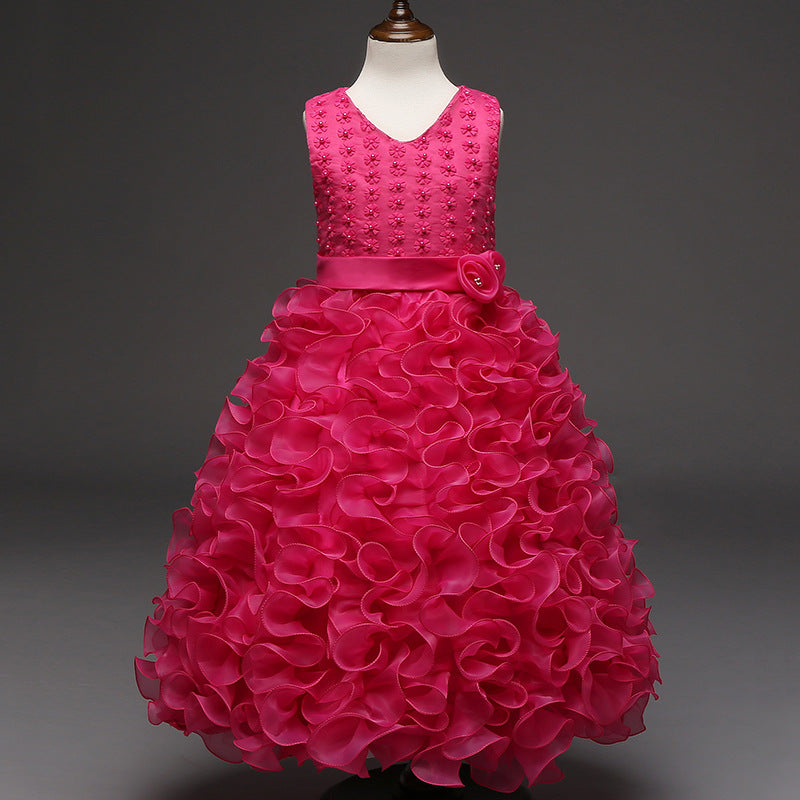 Flower girl dress skirt embroidered princess dress sleeveless dress wedding dress skirt