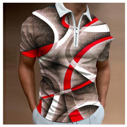 Cross-border ebay foreign trade popular summer lapel Polo shirt 3D digital printing casual men& T-shirt zipper men& clothing
