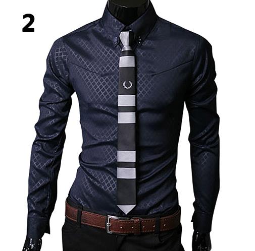 Large size men's new dark plaid casual men's long-sleeved shirt