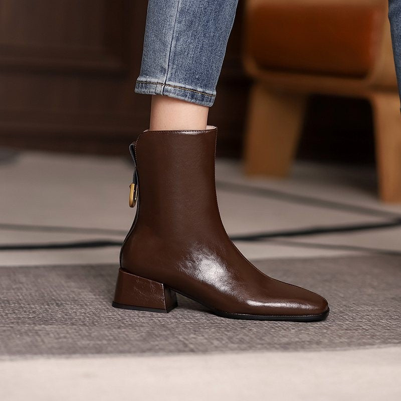Square Toe Fashion Autumn And Winter Retro Martin Boots