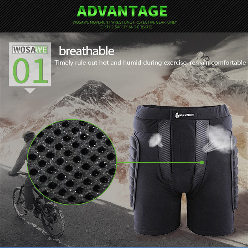 WOSAWE Padded Motorcycle Shorts Outdoor Sports Skiing Shorts Hip Pad Protector Armor Ski