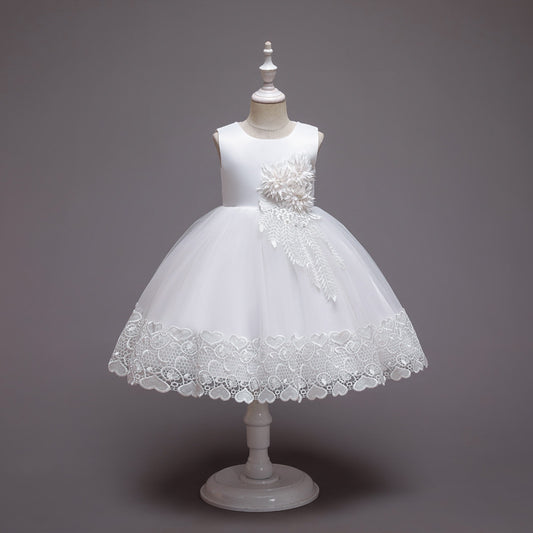 Spring Flower Girl Host Evening Birthday Show Children's Princess Skirt Long-sleeved Dress