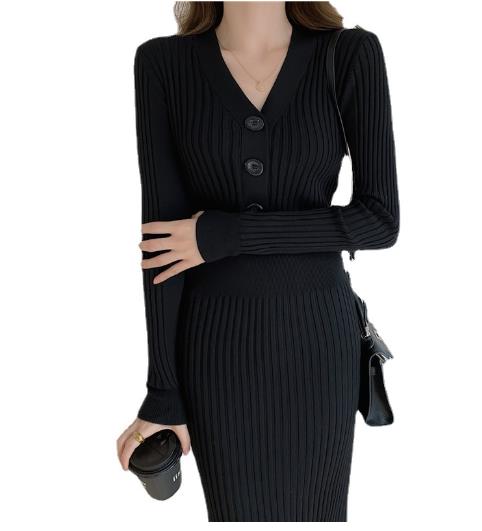 Dress autumn and winter new ladies ladies fashion slim long-sleeved pencil skirt hip dress