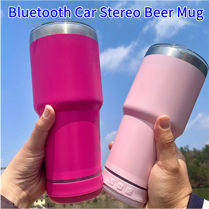 Portable Outdoor Car Mounted Ice Cream Car Cup Caixa De Som 304 Stainless Steel Insulated Cup Bluetooth Speaker Sound Beer Cup