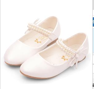 Floral Pearl Leather Flat Shoes