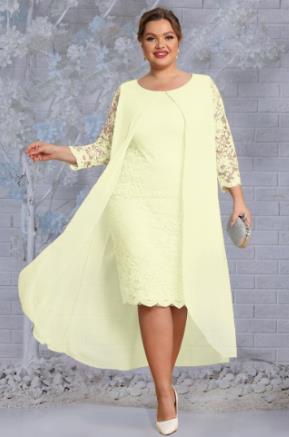 Elegant Dress With Chiffon Cape - Plus Size
