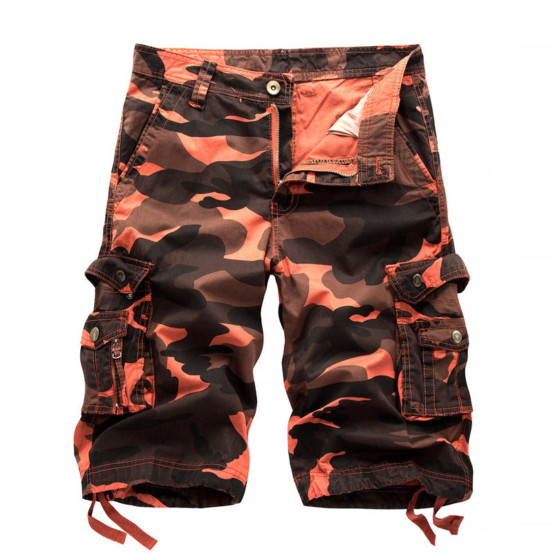 New Men's Plus Size Overalls Shorts Multi-pocket Camouflage 5-point Pants