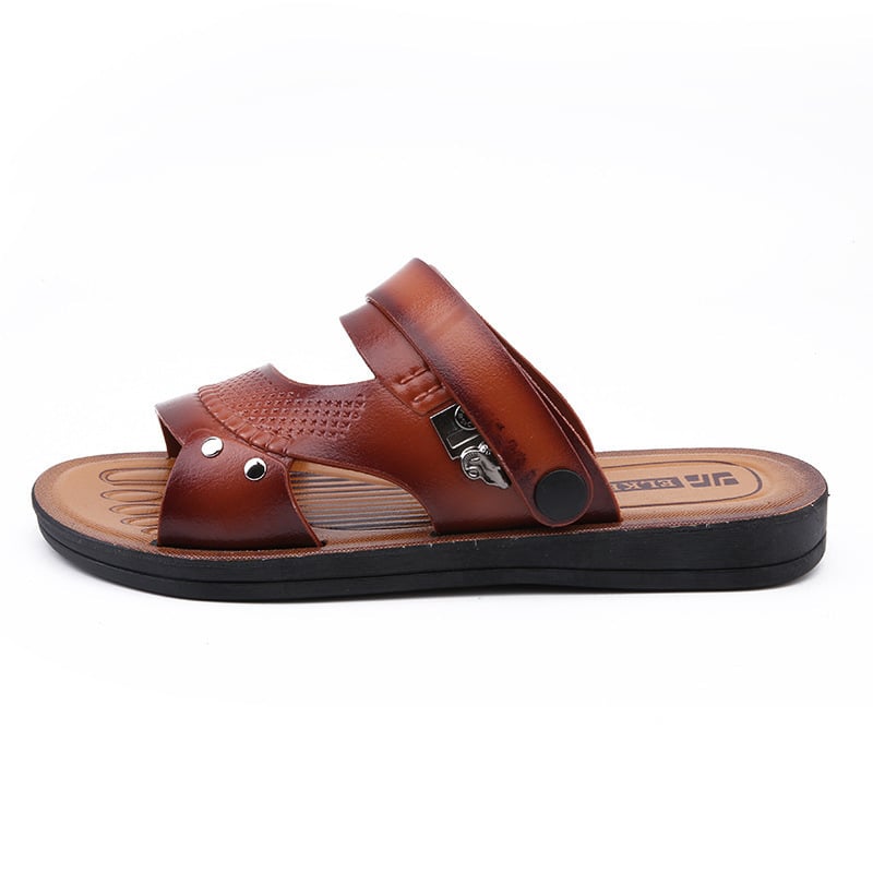 2024 new genuine leather men's sandals summer beach shoes sandals two-wear trendy soft-soled men's casual non-slip shoes