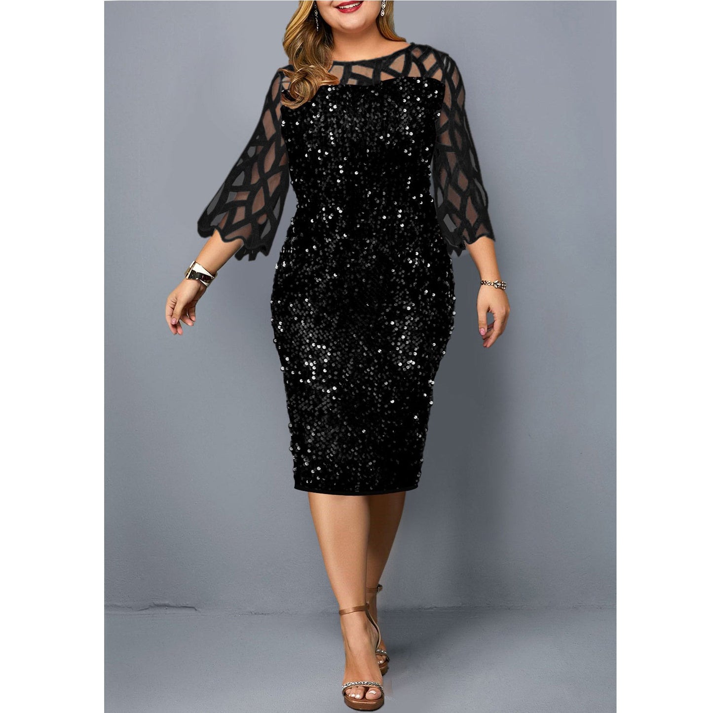 Plus Size Sequin Birthday Party Dress