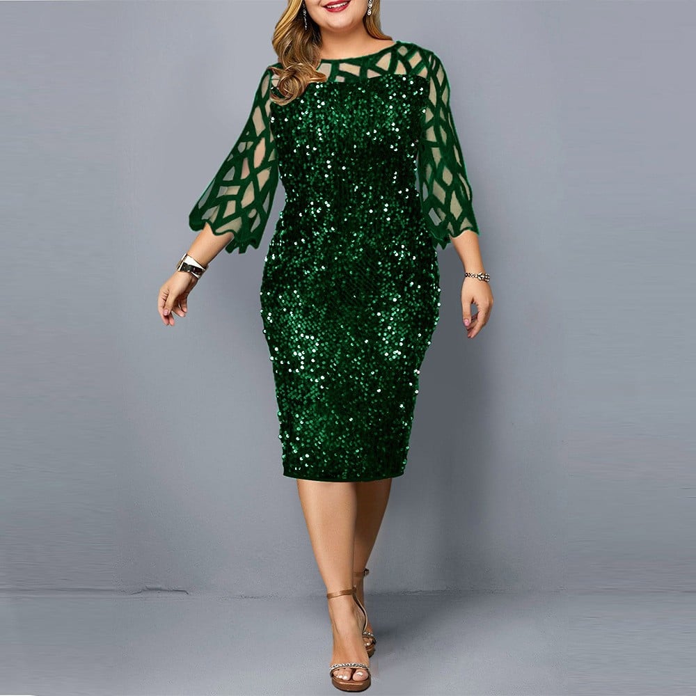 Plus Size Sequin Birthday Party Dress