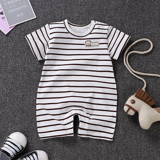 Newborn Bodysuit Baby Cotton Short Sleeve Rompers Clothes Summer Infant Girls Boys Overalls Kids Stripe One-Pieces 0-2 Years