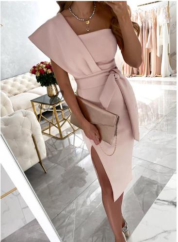 Wrapped chest dress evening dress