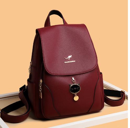 Mochila de Couro Legítimo Vintage Feminina- Cheire Ville